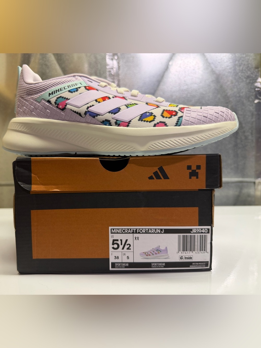 Adidas Kids Minecraft FortaRun 4.0 in lavender